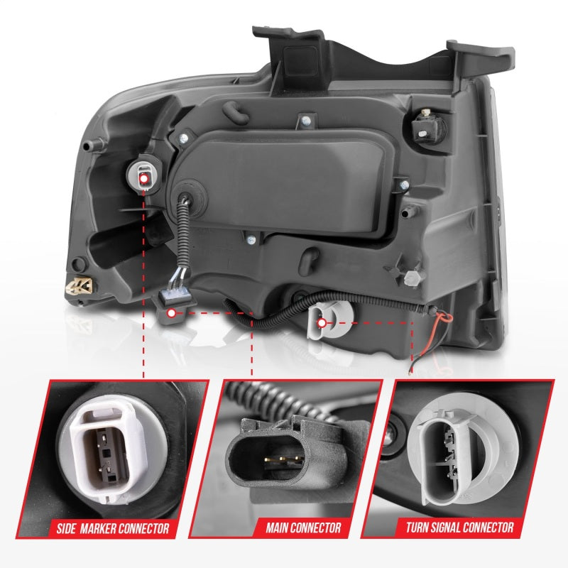 ANZO 2007-2014 Ford Expedition Projector Headlights Chrome - 111114
