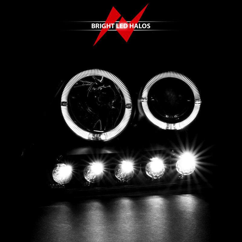 ANZO 1997.5-2003 Ford F-150 Projector Headlights w/ Halo and LED - 111031