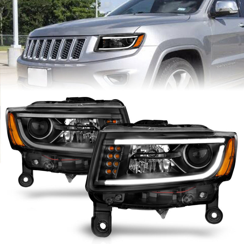 ANZO 2014-2015 Jeep Grand Cherokee Projector Headlights w/ Plank Style - 111329