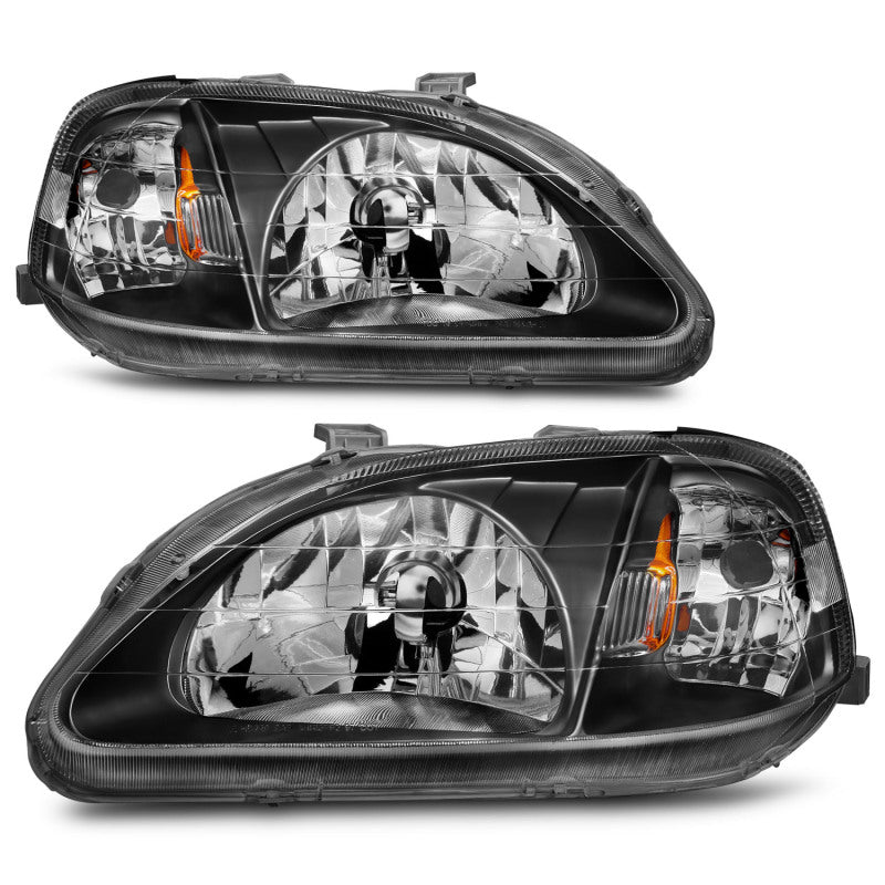 ANZO 1999-2000 Honda Civic Crystal Headlights Black - 121070