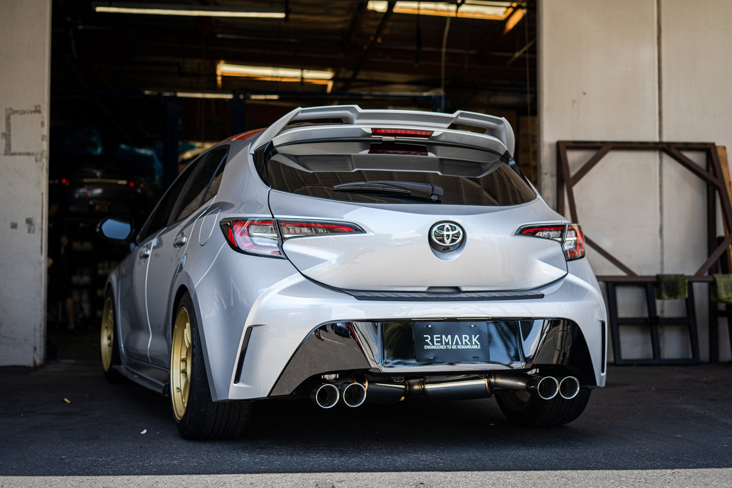 Remark 2019+ Toyota Corolla Hatchback Quad-Exit Cat-Back Exhaust Burnt Stainless - RK-C4063T-01P