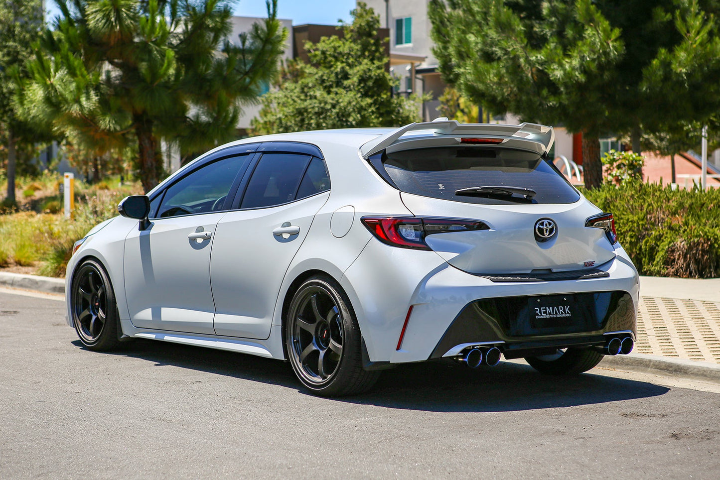 Remark 2019+ Toyota Corolla Hatchback Quad-Exit Cat-Back Exhaust Burnt Stainless - RK-C4063T-01P