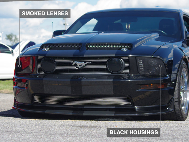 Raxiom 05-09 Ford Mustang w/ Halogen LED Halo Prjctr Headlights-Blk - 49128