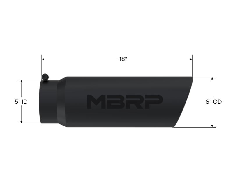 MBRP Universal Tip 6in OD Angled Rolled End 5in Inlet - T5125BLK