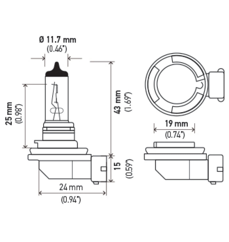 Hella Optilux H8 12V/55W XB Xenon White Bulb (pair) - H71070772