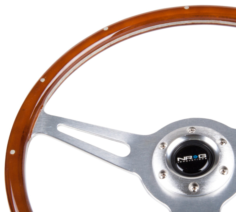 NRG Classic Wood Grain Steering Wheel (365mm) Wood w/Metal Inserts - ST-380SL