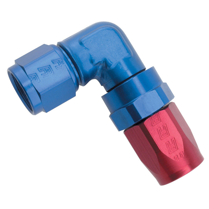 Russell Performance -12 AN Red/Blue 90 Degree Forged Aluminum Swivel - 613670
