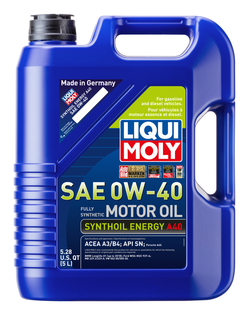 LIQUI MOLY 5L Synthoil Energy A40 Motor Oil SAE 0W40 - 2050 - 4/pkg