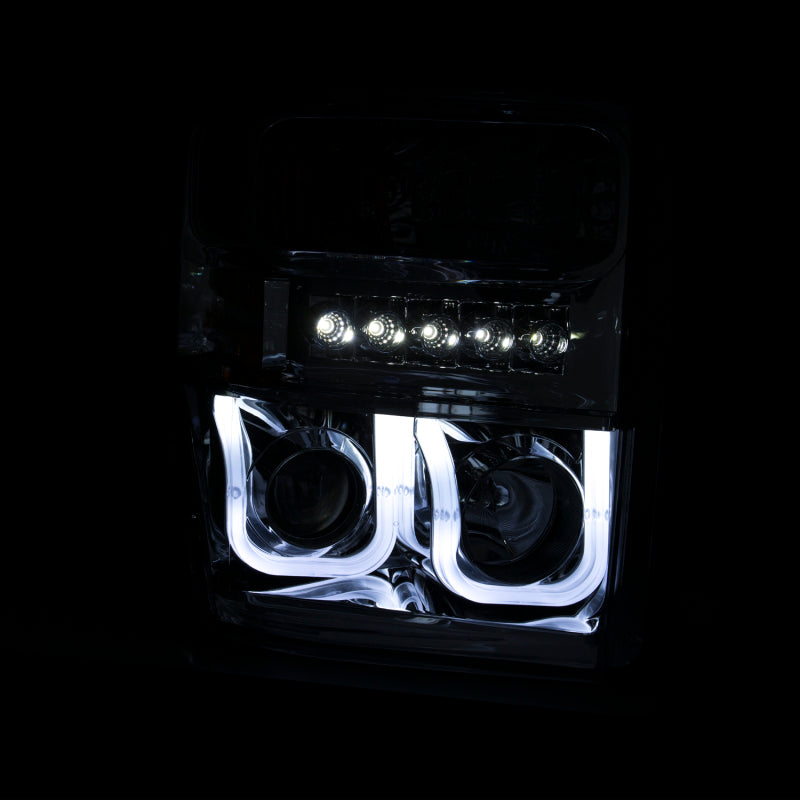 ANZO 2008-2010 Ford F-250 Projector Headlights w/ U-Bar Black - 111305