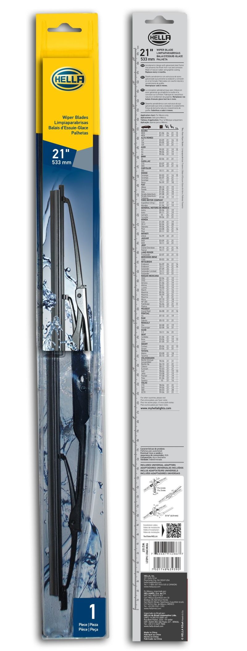 Hella Standard Wiper Blade 21in - Single - 9XW398114021