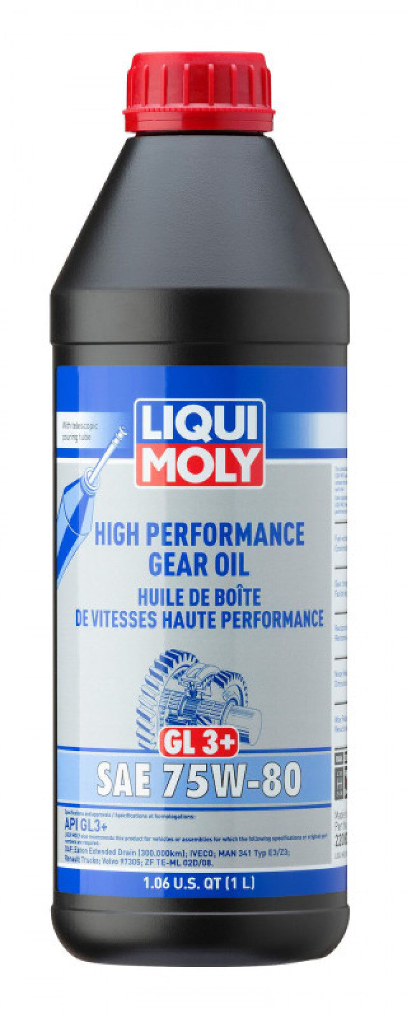 LIQUI MOLY 1L High Performance Gear Oil (GL3+) SAE 75W80 - 22080 - 6/pkg