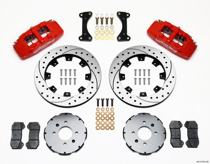 Wilwood Dynapro 6 Front Hat Kit 12.19in Drilled Red 94-01 - 140-10735-DR