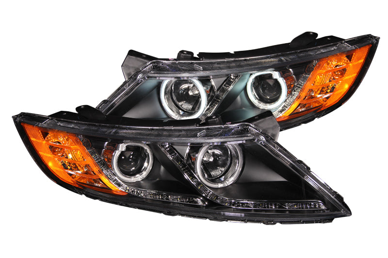 ANZO 2011-2013 Kia Optima Projector Headlights w/ Halo Black (CCFL) - 121460