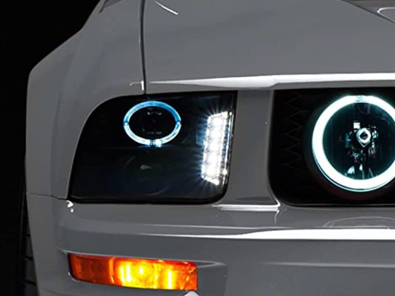 Raxiom 05-09 Ford Mustang w/ Halogen LED Halo Prjctr Headlights-Blk - 49128