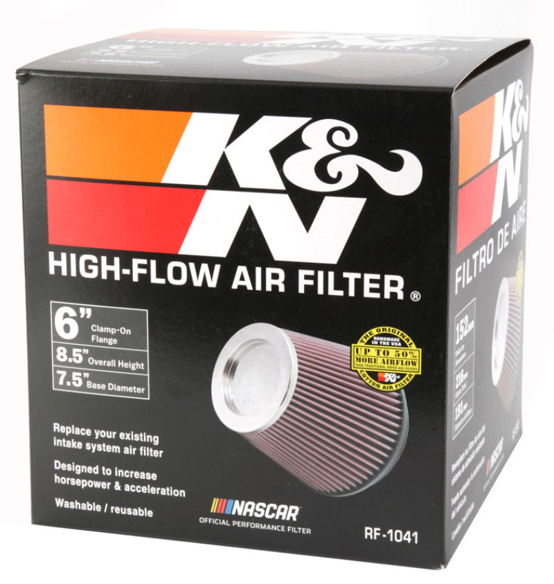 K&N Round Tapered Universal Air Filter 6 inch Flange 7 - RF-1041