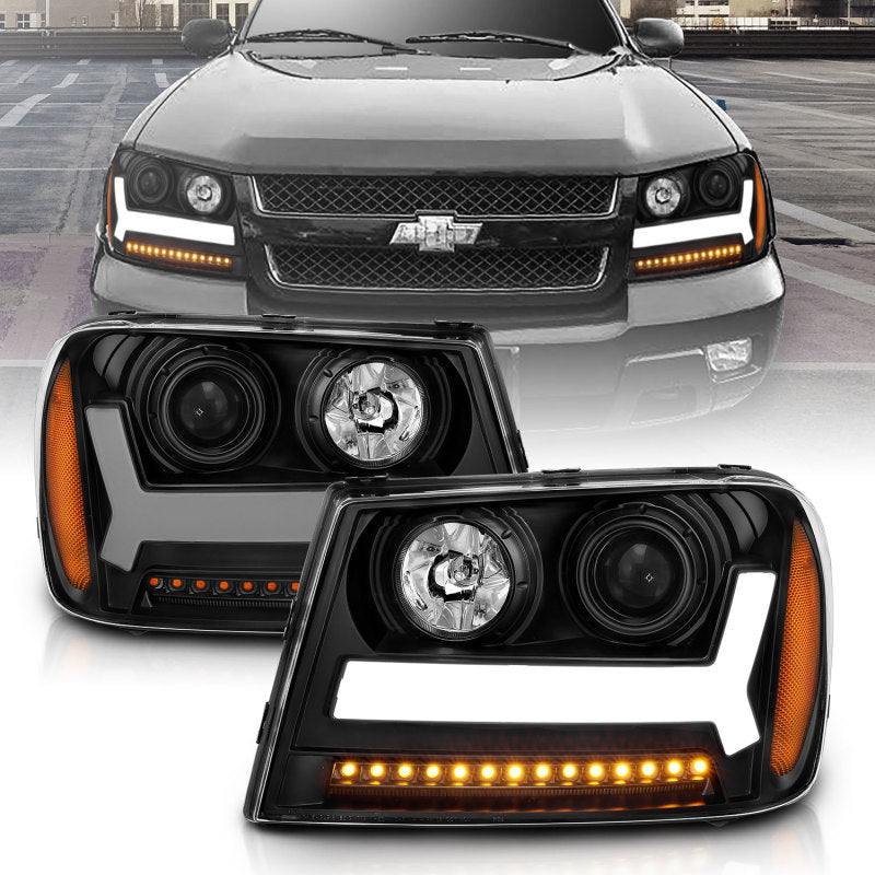 ANZO 2006-2009 Chevrolet Trailblazer Projector Headlights w/ Plank Style Design - 111390