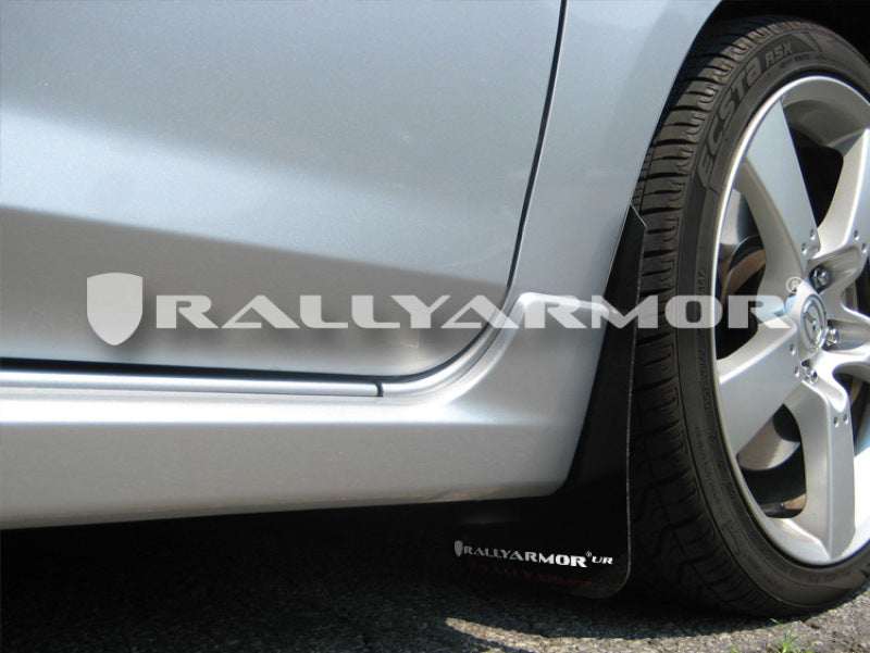 Rally Armor 04-09 Mazda3/Speed3 Black UR Mud Flap w/ White - MF9-UR-BLK/WH