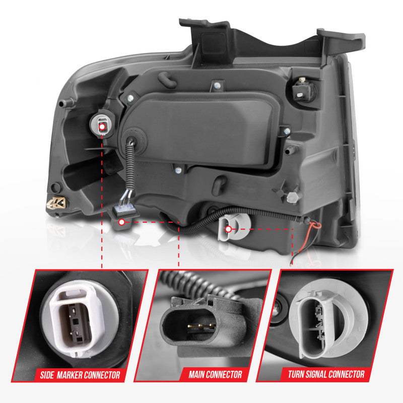ANZO 2007-2014 Ford Expedition Projector Headlights Chrome - 111114