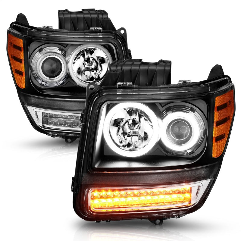ANZO 2007-2012 Dodge Nitro Projector Headlights w/ Halo Black (CCFL) - 111145