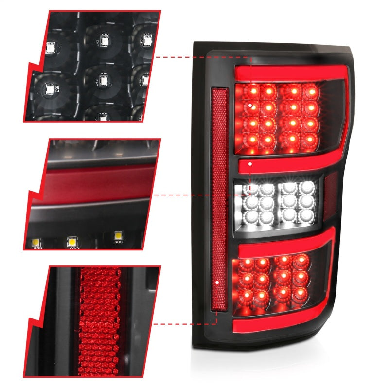 ANZO 18-19 Ford F-150 LED Taillights Black - 321338