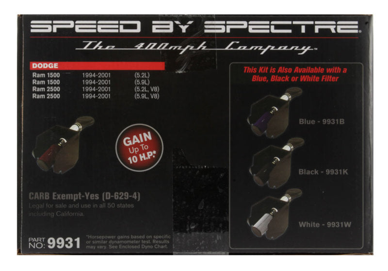 Spectre 94-01 Dodge RAM 1500/2500 V8-5.2/5.9L F/I Air Intake Kit - 9931