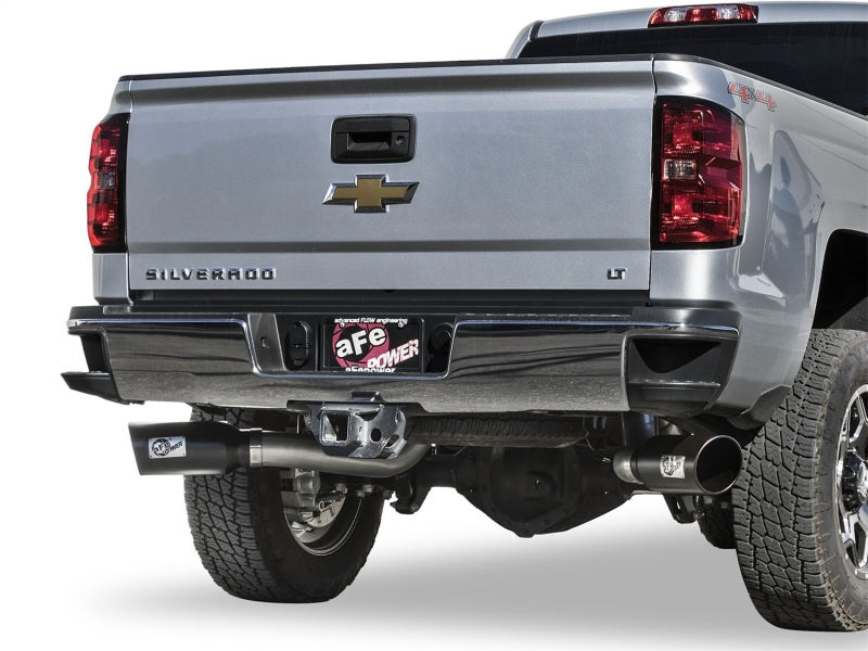aFe LARGE Bore HD 4in Dual DPF-Back SS Exhaust w/Black - 49-44080-B
