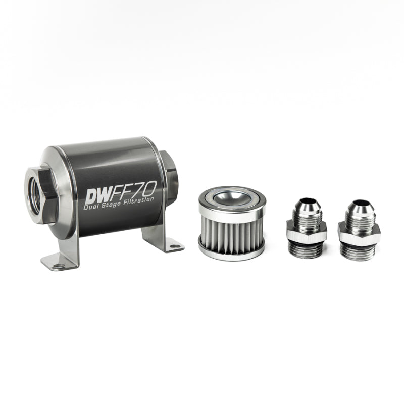 DeatschWerks Stainless Steel 8AN 5 Micron Universal Inline Fuel Filter - 8-03-070-005K-8