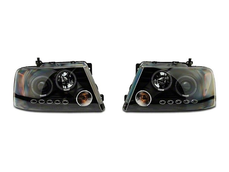 Raxiom 04-08 Ford F-150 Dual LED Halo Projector Headlights- Black - T542827