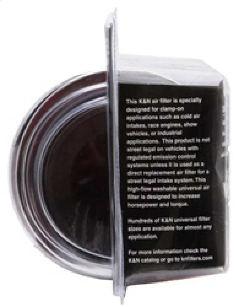 K&N Universal Air Filter Chrome Round Tapered Red - 4in - RG-1002RD