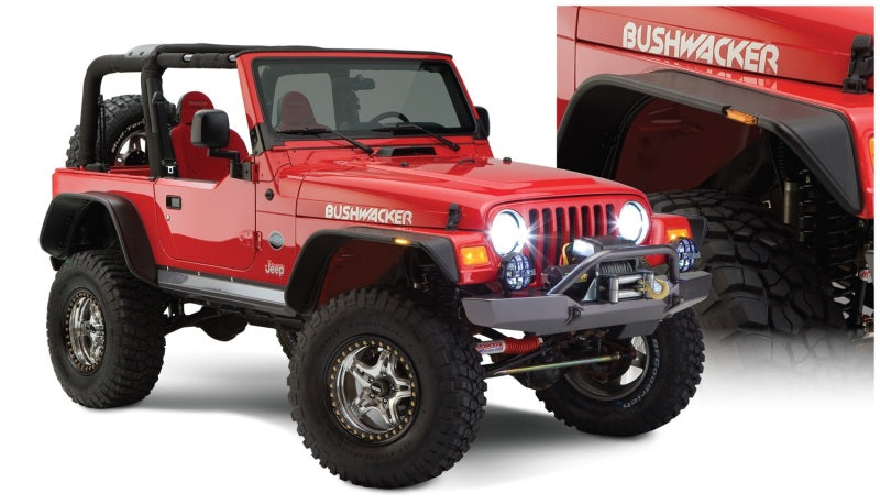 Bushwacker 97-06 Jeep Wrangler Flat Style Flares 4pc - Black - 10920-07