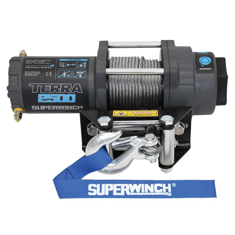 Superwinch 2500 LBS 12V DC 3/16in x 40ft Steel Rope - 1125260
