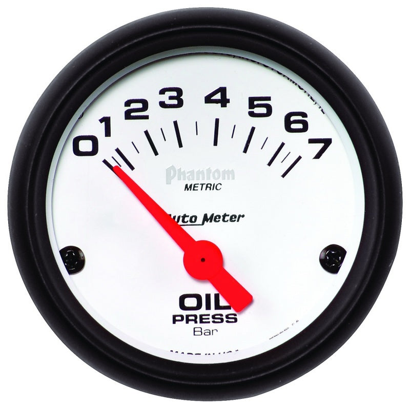 Autometer Phantom 2-1/16in 0-7 BAR Electric Oil Pressure Gauge - 5727-M