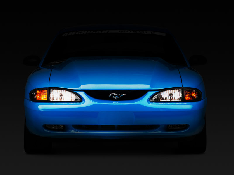 Raxiom 94-98 Mustang Axial Series Cobra Style Headlights- Black Housing - 49050