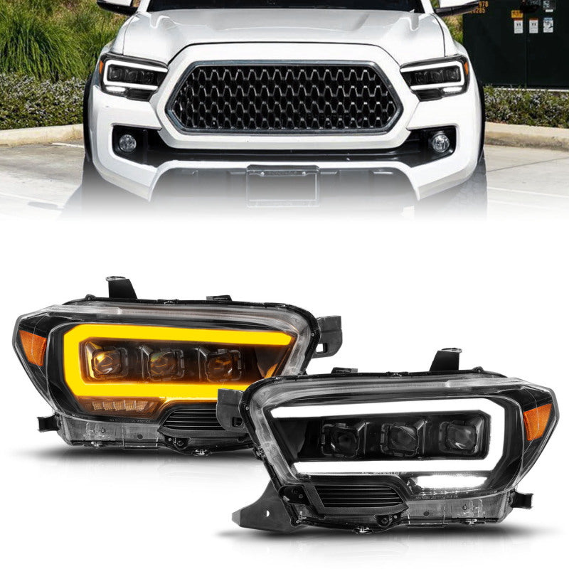 ANZO 16-22 Toyota Tacoma LED Projector Headlights w/ Light Bar - 111563