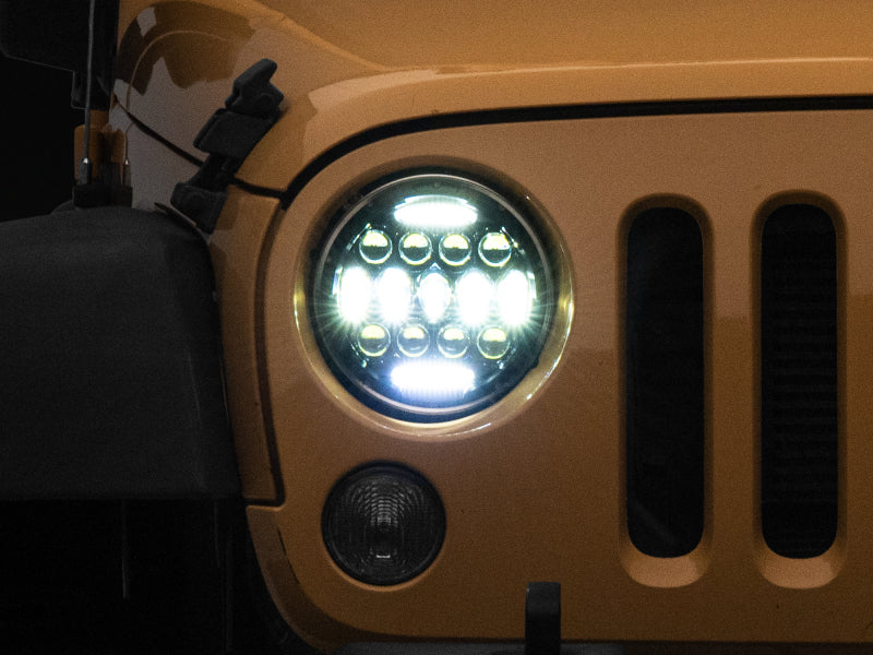 Raxiom 97-18 Jeep Wrangler TJ/JK Axial Series 13-LED Headlights- Black - J150093