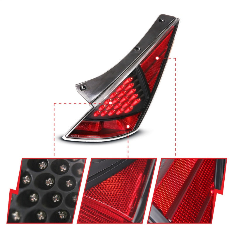 ANZO 2003-2005 Nissan 350Z LED Taillights Black - 321099