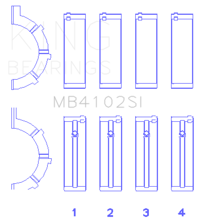 King Chrysler 226 3.7L (Size .026) Crankshaft Main Bearings (Set - MB4102SI.026
