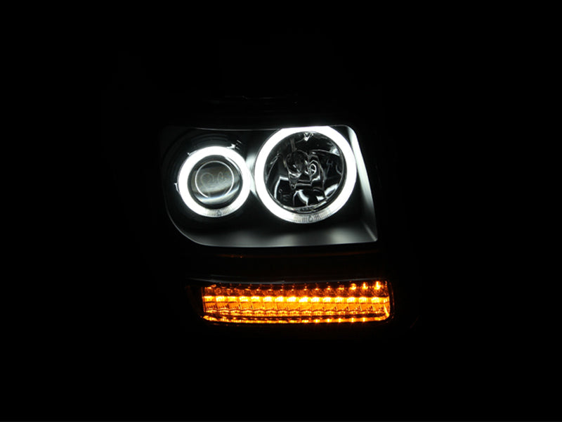 ANZO 2007-2012 Dodge Nitro Projector Headlights w/ Halo Black (CCFL) - 111145