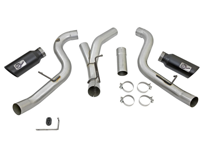 aFe Atlas Exhaust 4in Dual DPF-Back Al Steel w/ Black - 49-04080-B
