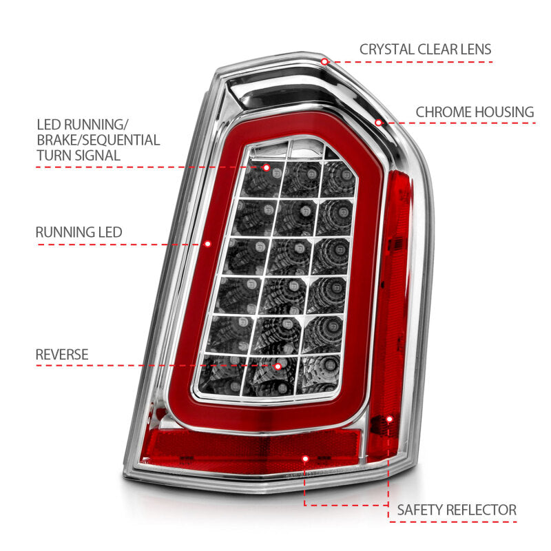 ANZO 11-14 Chrysler 300 LED Taillights Chrome w/ Sequential - 321344