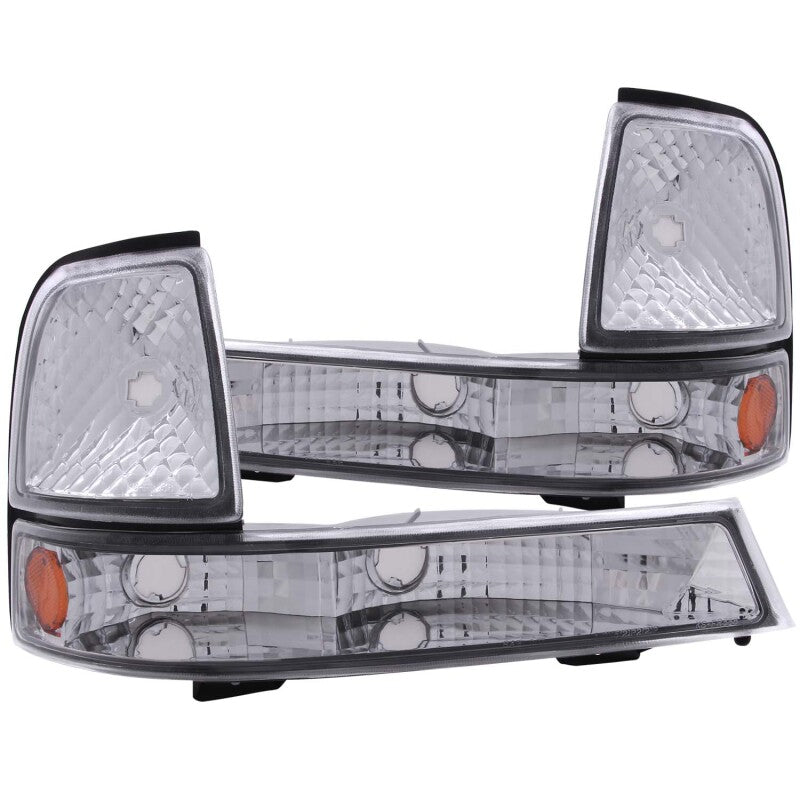 ANZO 1998-2000 Ford Ranger Euro Parking Lights Chrome w/ Amber - 511003