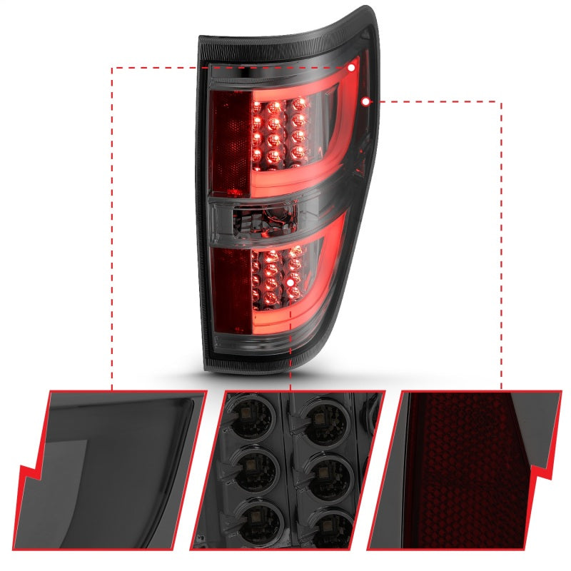 ANZO 2009-2013 Ford F-150 LED Taillights Smoke - 311258