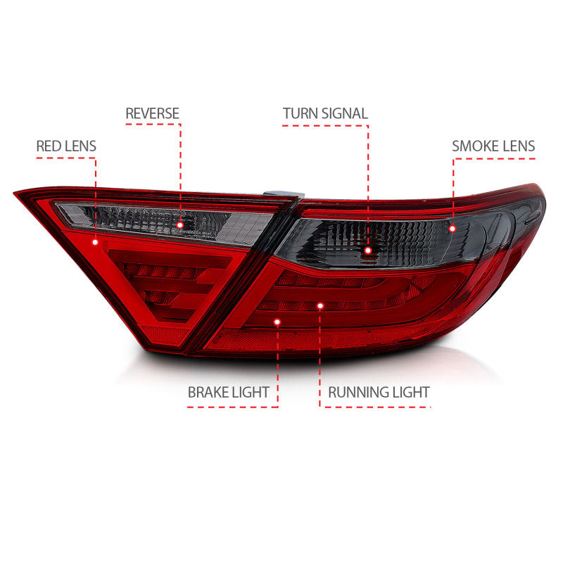 ANZO 2015-2016 Toyota Camry LED Taillights Smoke - 321336