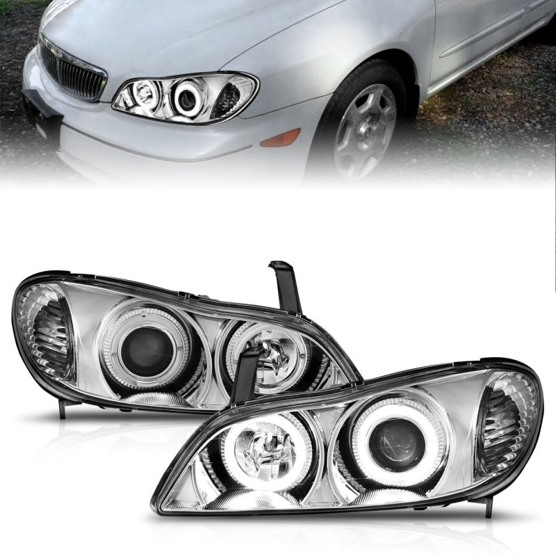 ANZO 2000-2004 Infiniti I30 Projector Headlights w/ Halo Chrome - 121078