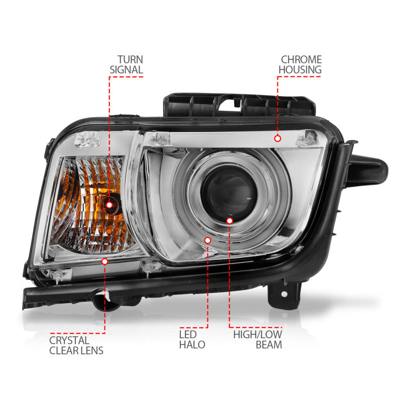 ANZO 2010-2013 Chevrolet Camaro Projector Headlights w/ Halo Chrome (CCFL) - 121311