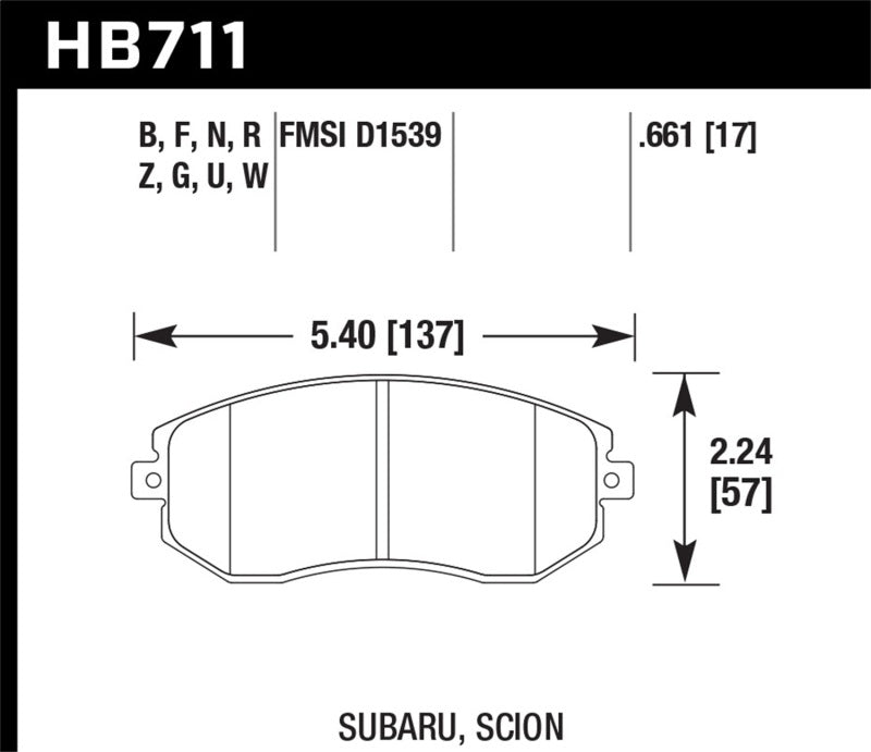 Hawk 13 Subaru BRZ/13 Legacy 2.5i / 13 Scion FR-S - HB711U.661