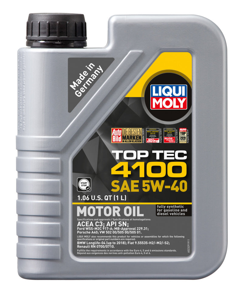 LIQUI MOLY 1L Top Tec 4100 Motor Oil SAE 5W40 - 2329 - 6/pkg