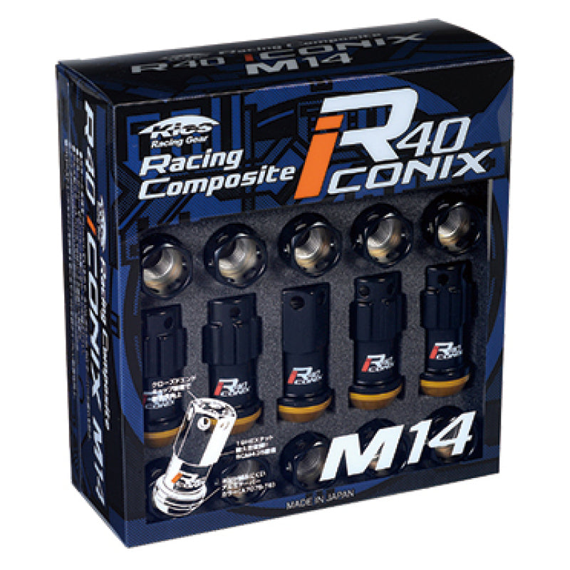 Project Kics KYO-EI R40 Iconix M14x1.25 Black Lock & Nut - WRI15KA