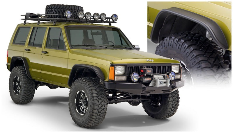 Bushwacker 84-01 Jeep Cherokee Flat Style Flares 4pc - Black - 10922-07