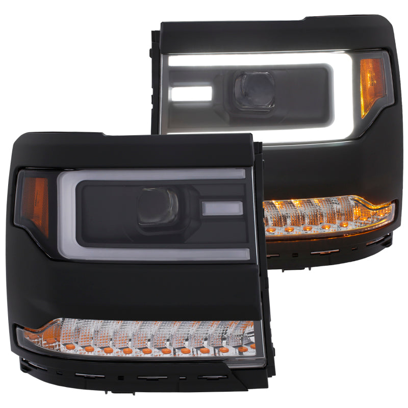 ANZO 16-17 Chevy Silverado 1500 Prjctr. Headlight Plank Styl. w/Amber - 111373